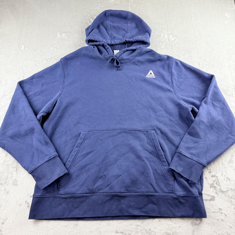 Reebok Men's 2XL Navy Blue Fleece Pullover Hoodie REM233FH03